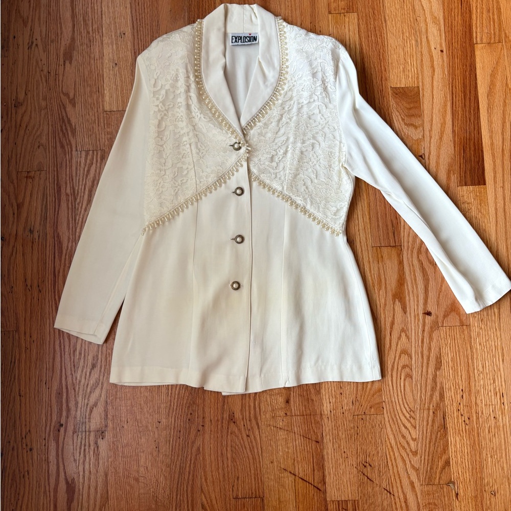 Ivory and lace two piece suit